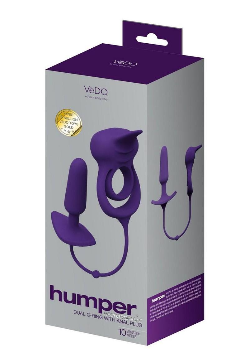VeDo Humper Rechargeable Silicone Dual C-Ring with Anal Plug 5 in –