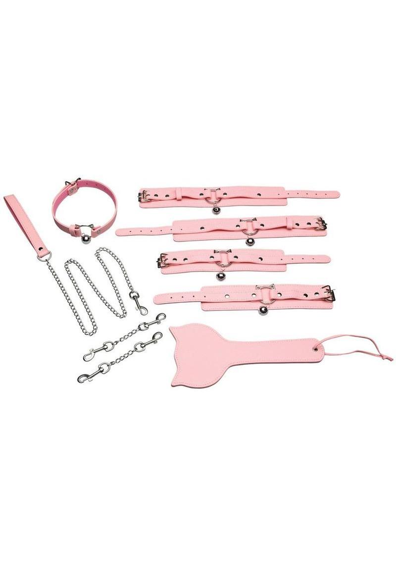 Master Series Kitty Bondage Set – Vegan Leather Collar, Cuffs & Paddle Kit