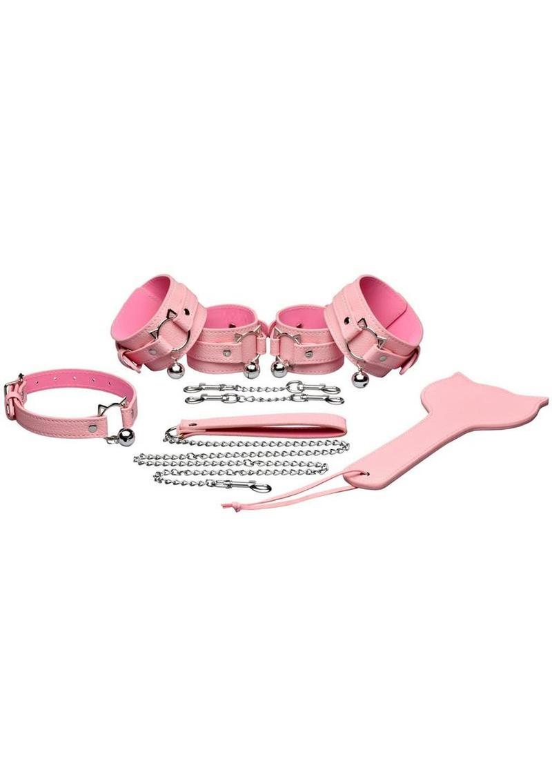 Master Series Kitty Bondage Set – Vegan Leather Collar, Cuffs & Paddle Kit
