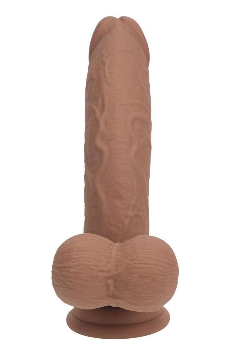 RealRock Dual Density Vibrating Curved Silicone Dildo 8” – Weighted Balls