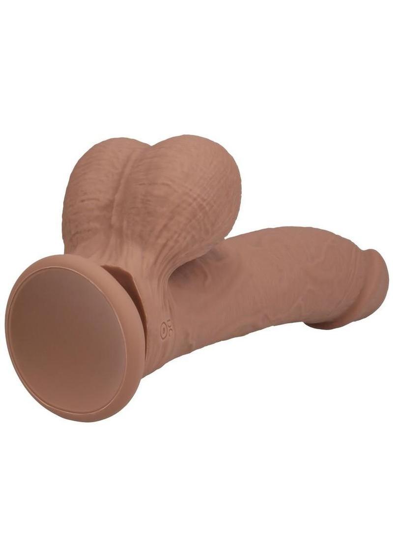 RealRock Dual Density Vibrating Curved Silicone Dildo 8” – Weighted Balls