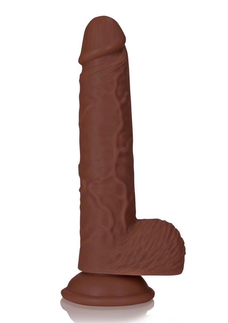 RealRock Realistic Skin Straight Realistic Dildo with Balls and Suction Cup 8in