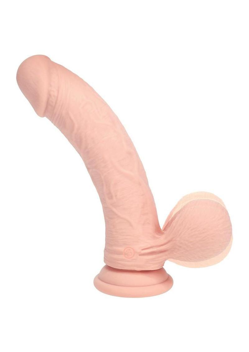 RealRock Dual Density Vibrating Curved Silicone Dildo 8” – Weighted Balls