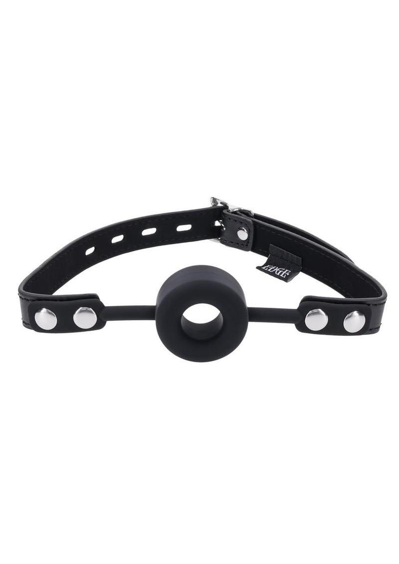 Edge Silicone Ring Gag with Adjustable Faux Leather Strap