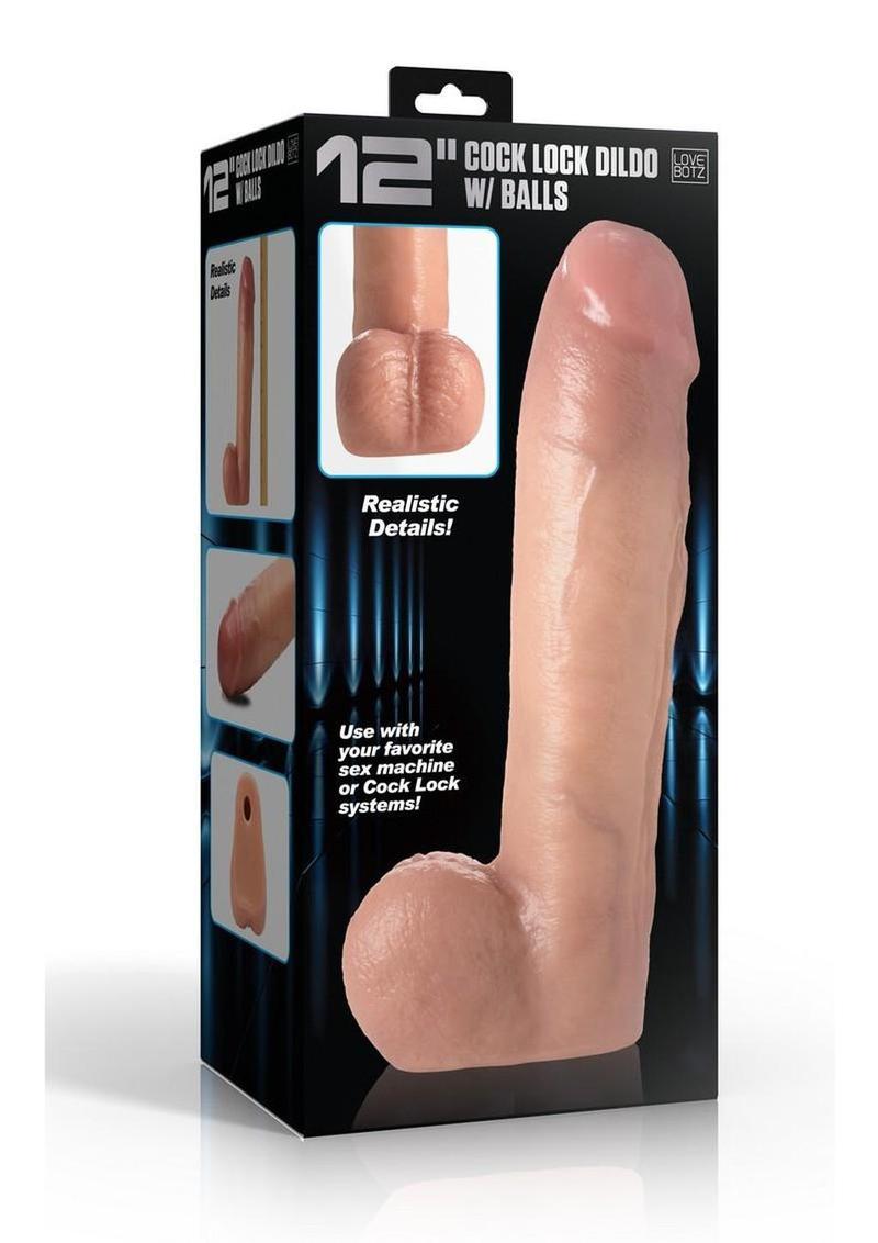 LoveBotz Cock Lock Realistic Dildo with Balls 12” – Machine Compatible
