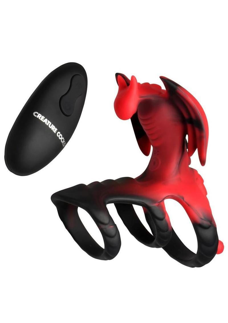Creature Cocks Dragon Flight Vibrating Silicone Cock Ring with Remote
