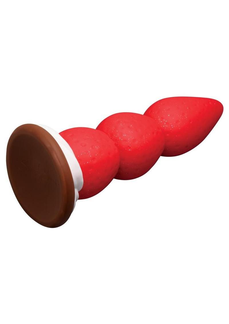 Simply Sweet Strawberry Sweet Cream Silicone Dildo 7.8” – Suction Cup & Harness Compatible