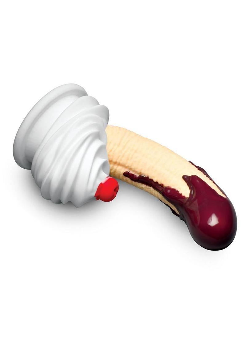 Simply Sweet Chocolate Dipped Banana Split Silicone Dildo 7.4” with Suction Base