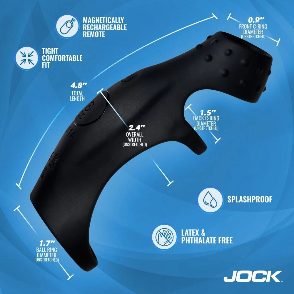 Jock Rush Vibrating Penis Sleeve Rechargeable Silicone Cock Ring with Remote Control