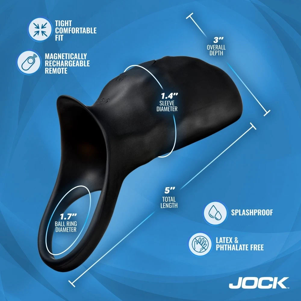 Jock Surge Vibrating Penis Sleeve Rechargeable Silicone Cock Ring with Remote Control