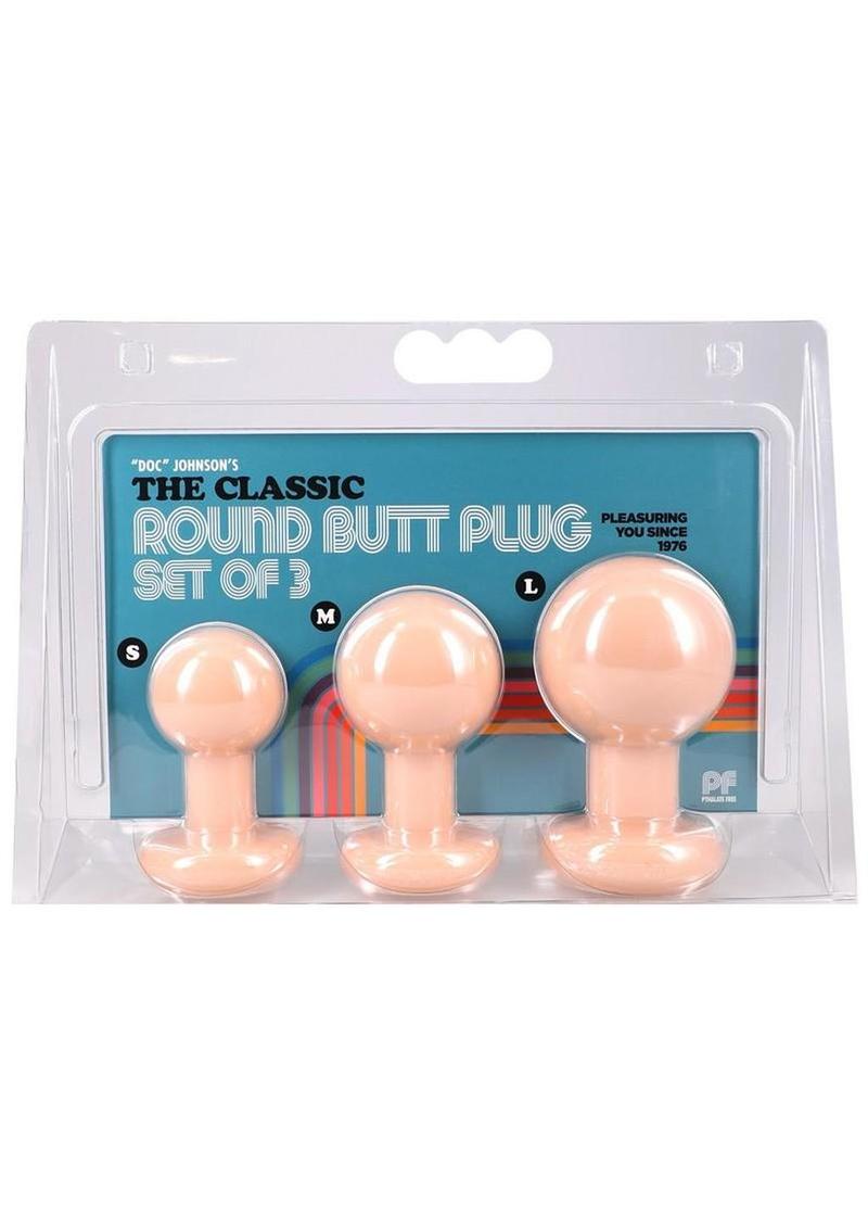Classic Round Butt Plug Set (3 Piece) – Graduated Training Silicone Set