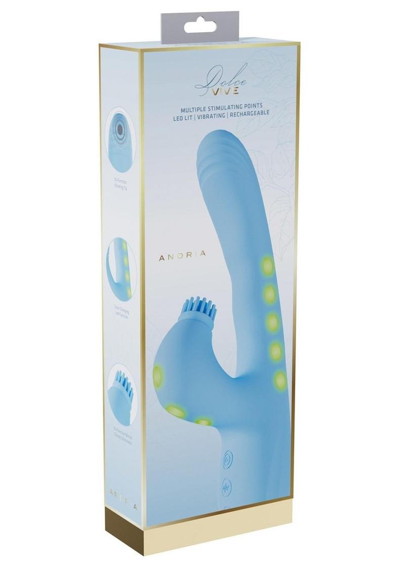 Vive Andria LED Rechargeable Silicone Dual Motor G-Spot VIbrating and Tap Clit Stimulator