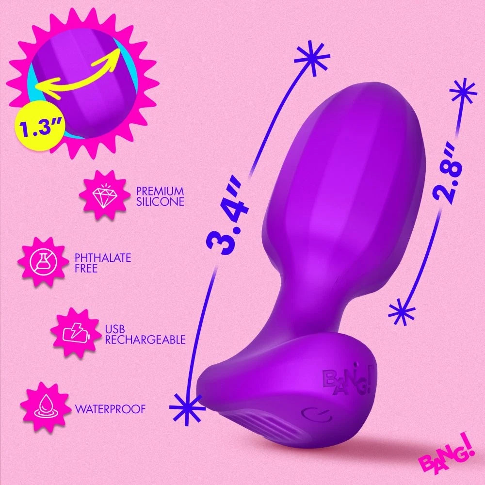 Bang! Ribbed Vibrating Silicone Butt Plug – Rechargeable Waterproof Anal Vibrator
