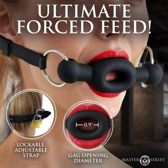 Master Series Forced Silicone Feeding Gag – Tapered Ring Gag with Adjustable Strap