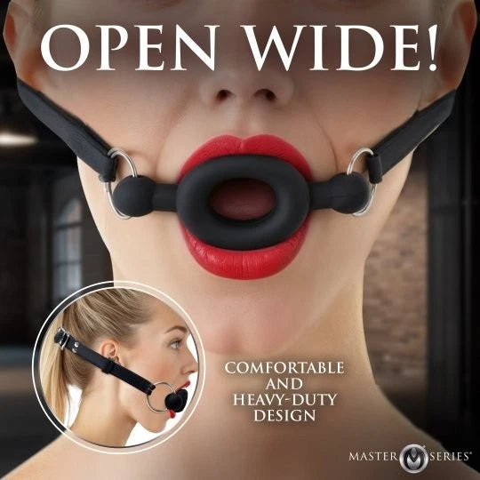 Master Series Forced Silicone Feeding Gag – Tapered Ring Gag with Adjustable Strap