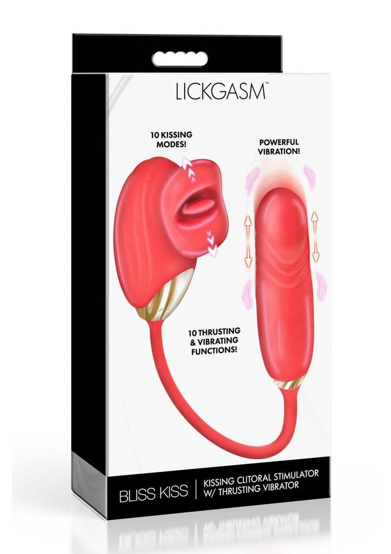 Lickgasm Bliss Kiss Rechargeable Silicone Kissing Clitoral Stimulator with Thrusting Vibrator