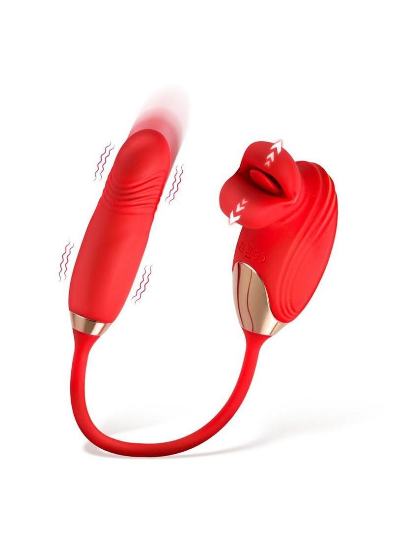 Lickgasm Bliss Kiss Rechargeable Silicone Kissing Clitoral Stimulator with Thrusting Vibrator