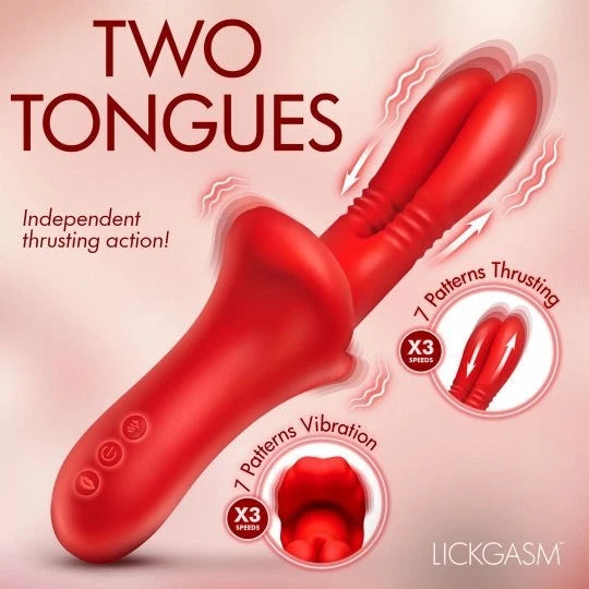 Lickgasm Double Licker Thrusting Silicone Vibrator
