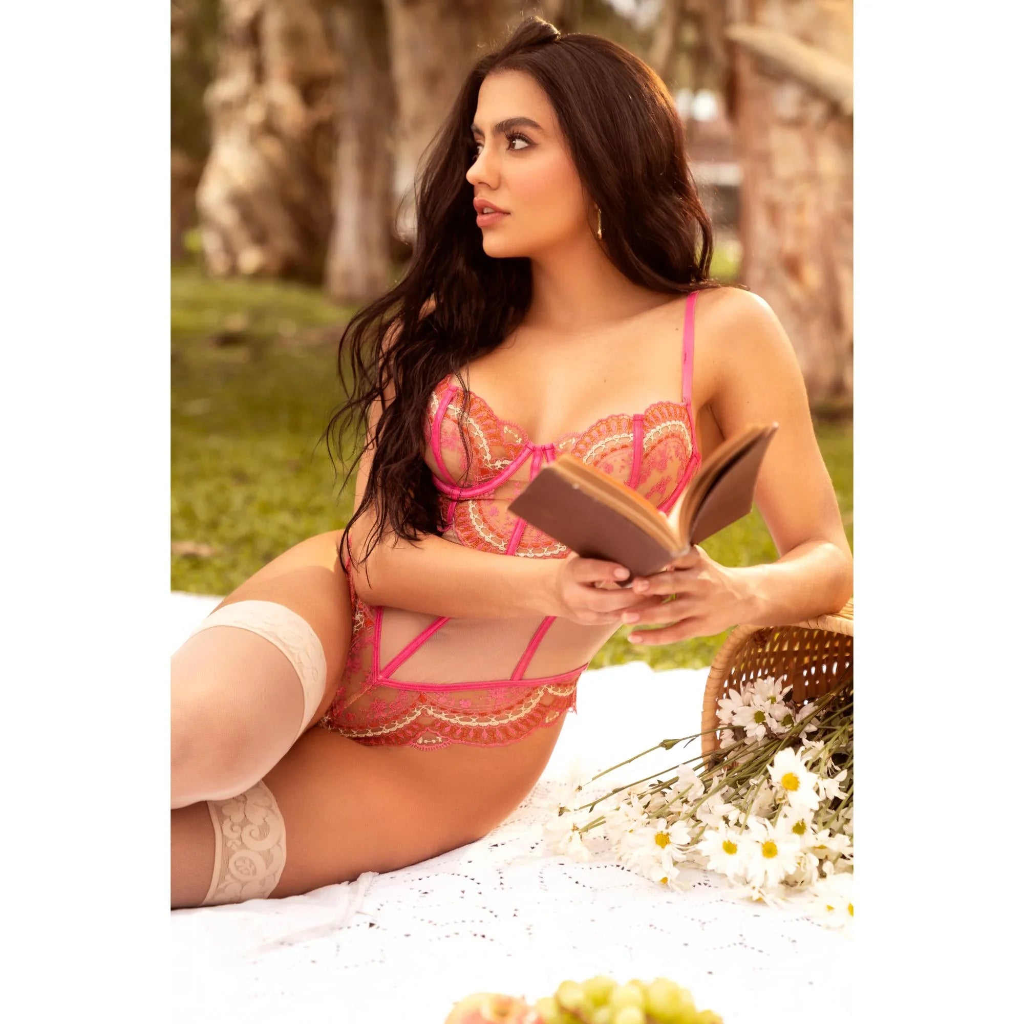 Mapale Faux Boning Lace-Up Teddy – Rose Whisper