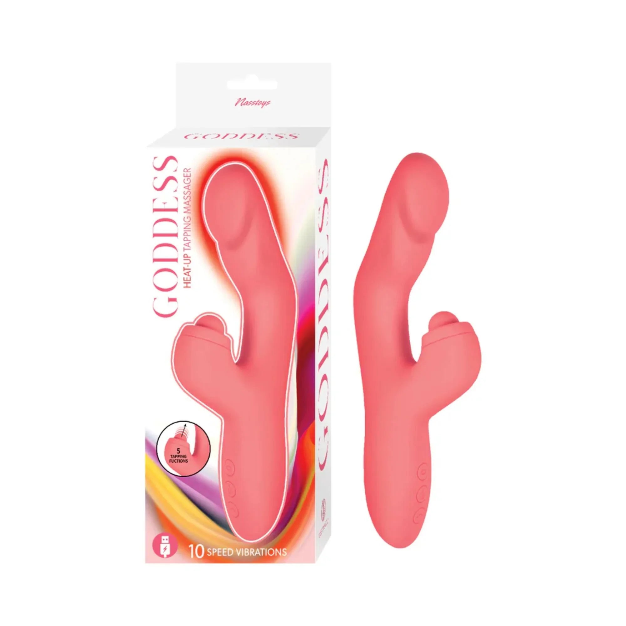 Goddess Heat Up Rechargeable Silicone Tapping Rabbit Vibrator