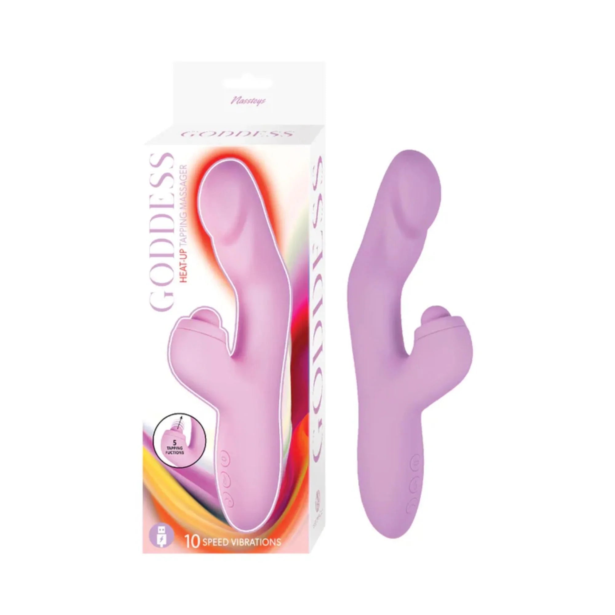 Goddess Heat Up Rechargeable Silicone Tapping Rabbit Vibrator