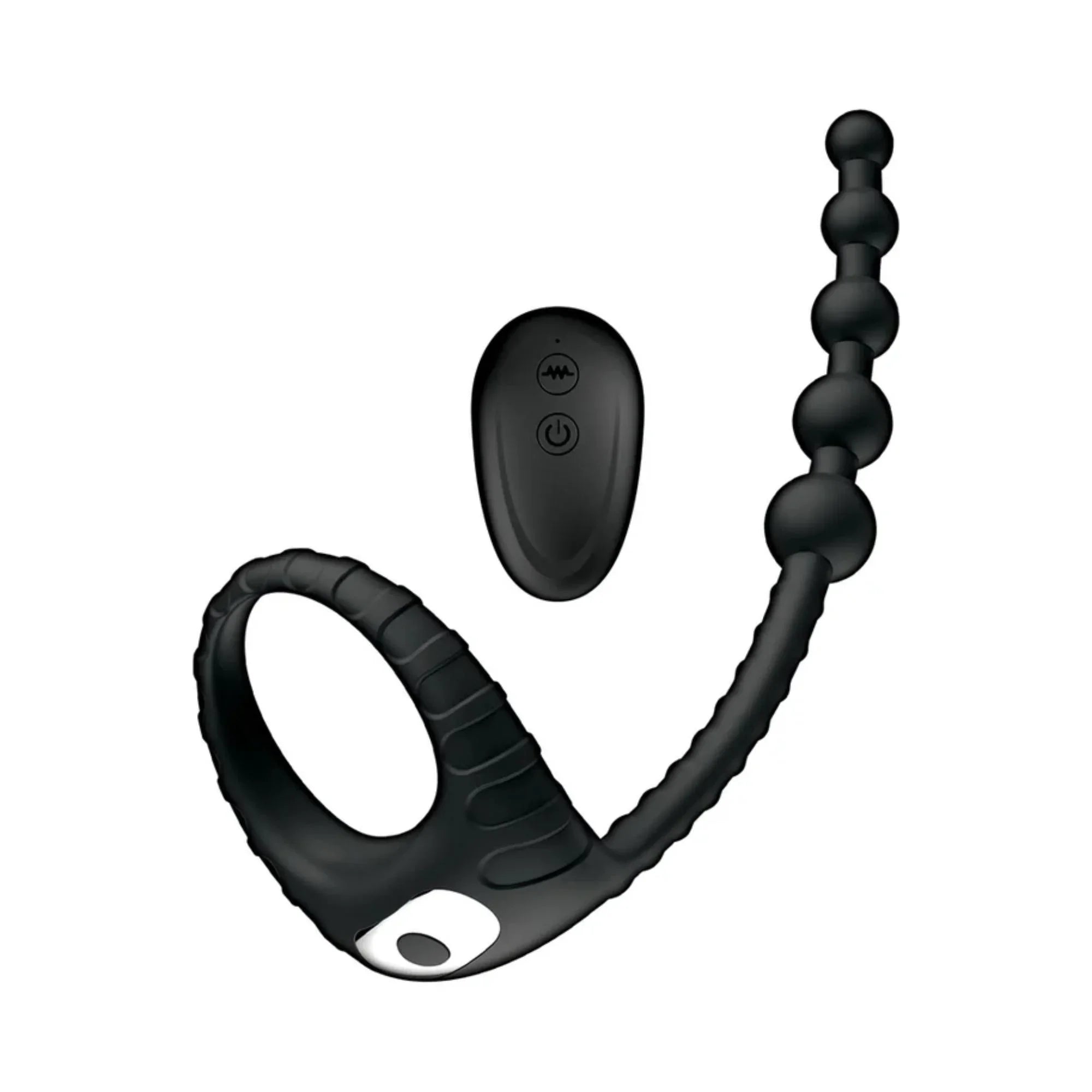 Atomic Dual Delight Rechargeable Silicone Cock Ring with Anal Beads – Dual-Action Pleasure with Remote Control