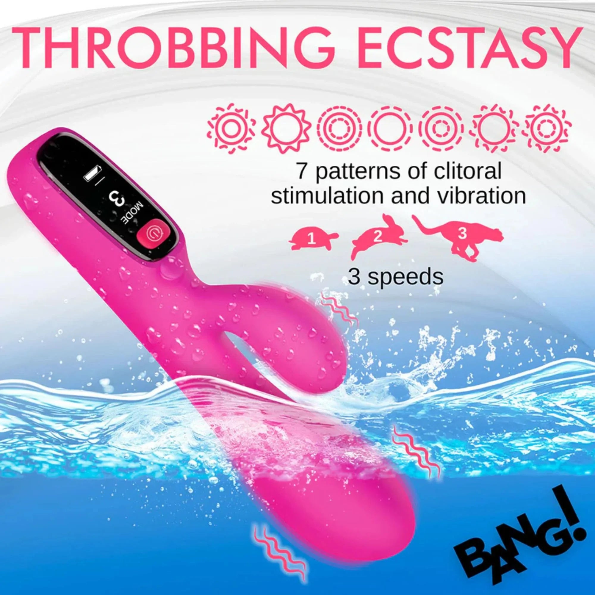 Bang! Digital Rechargeable Silicone Rabbit Vibrator