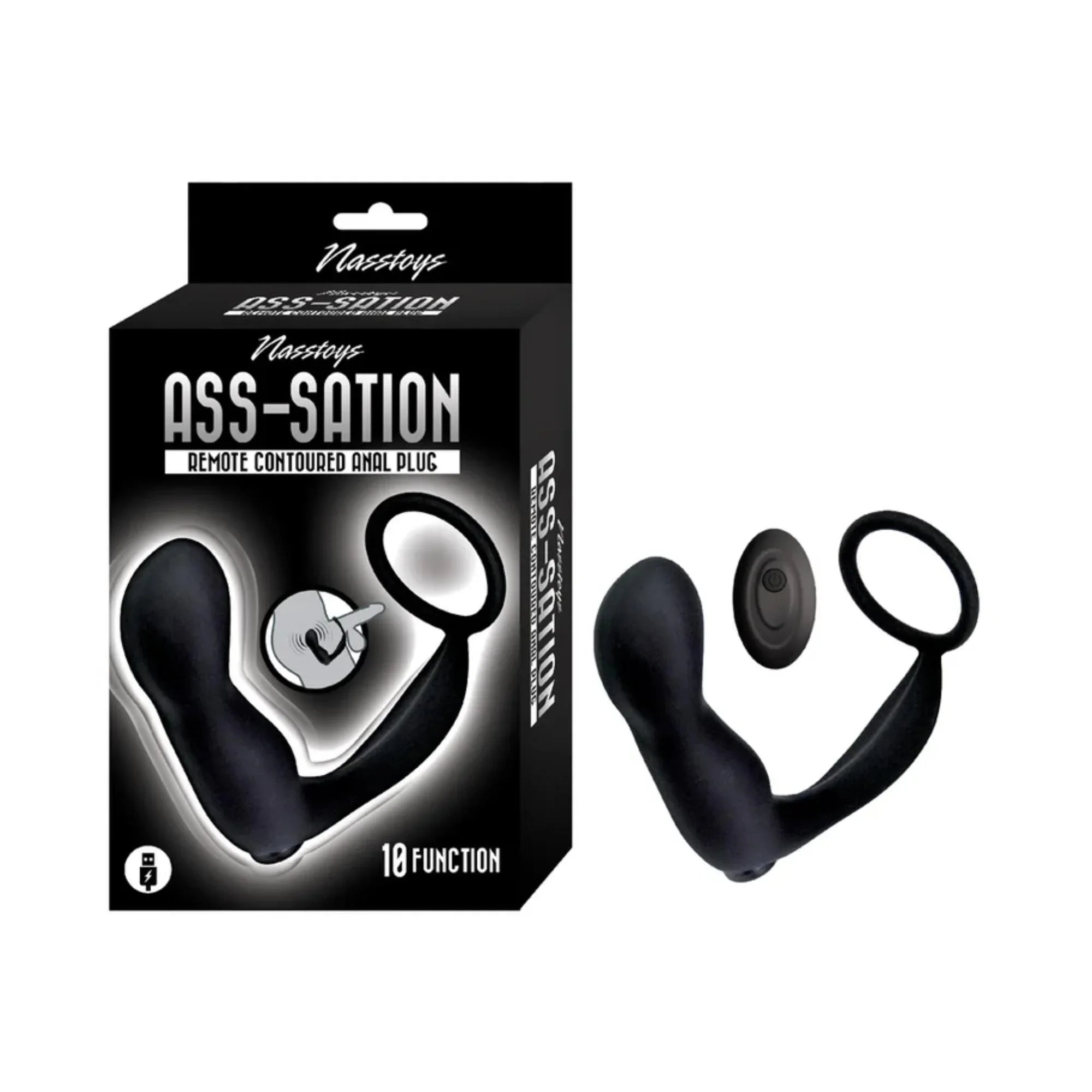 Ass-Sation Contoured Rechargeable Silicone Anal Plug Remote Control