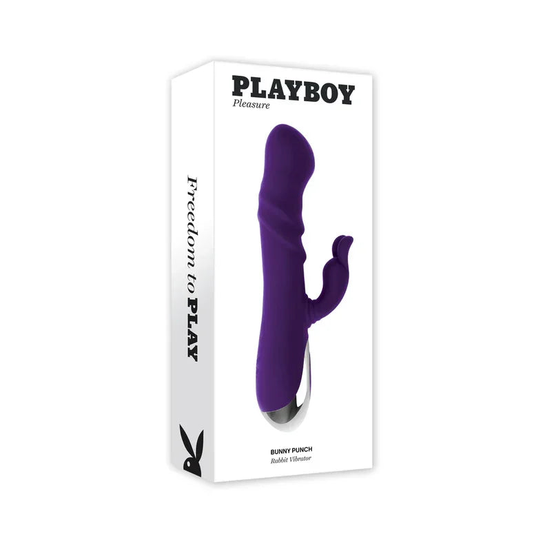Playboy Bunny Punch Rechargeable Silicone Rabbit Vibrator with Twirly G-Spot Head