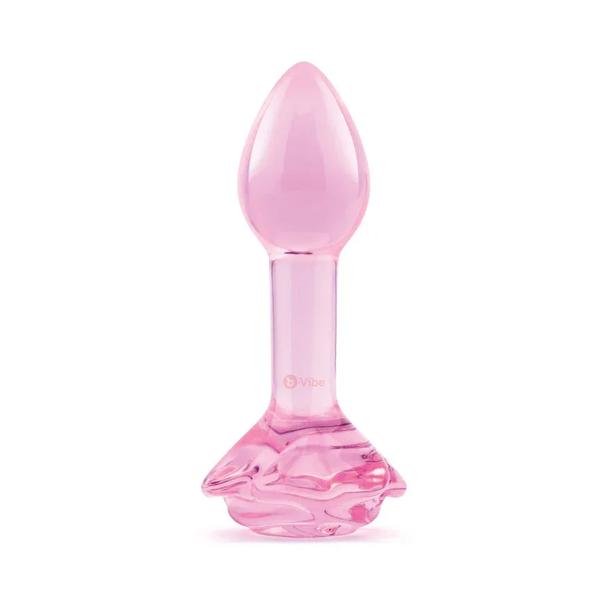 B Vibe Pink Roses Glass Butt Plug Training Set 2Pc
