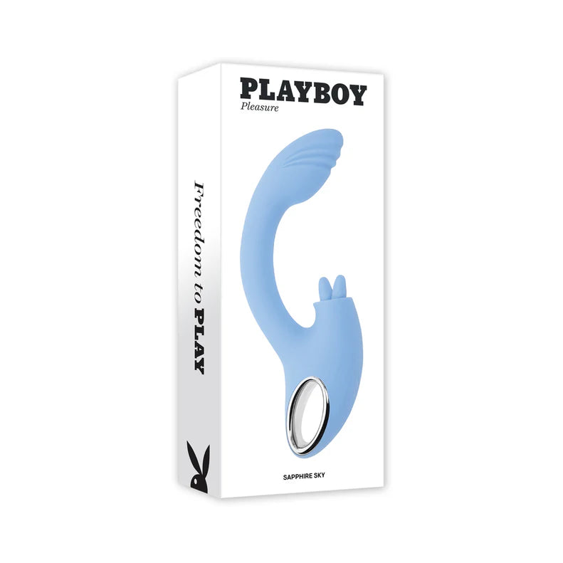 Playboy Sapphire Sky Rabbit Vibrator – Rechargeable Silicone Dual Stimulator