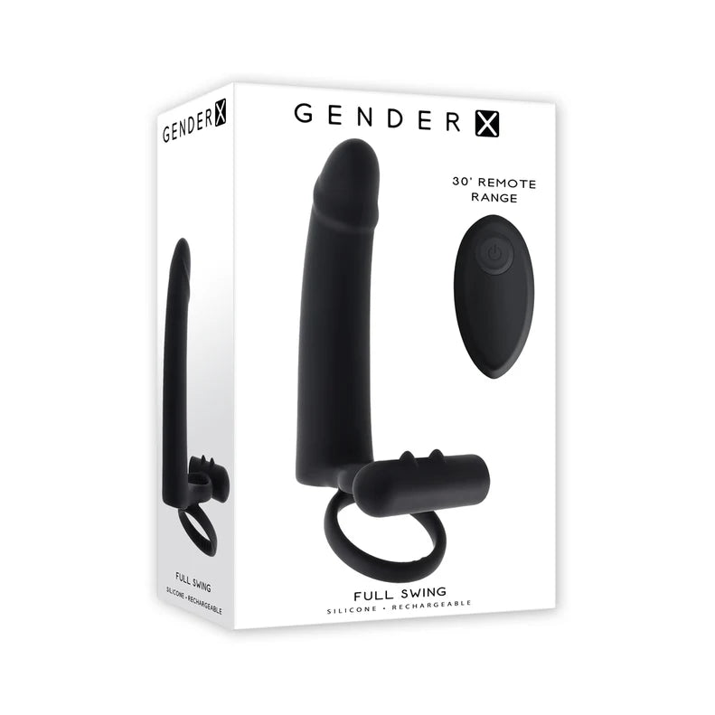 Gender X Full Swing Vibrating Dildo with Dual Ring – Remote Control Silicone