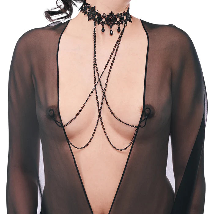 Sex & Mischief Lace Collar with Nipple Ties
