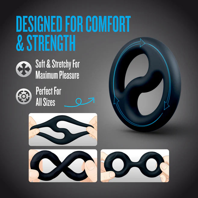 Performance Plus Throttle Silicone Cock Ring Set (3 Piece) – Stretchy Silicone Rings & Ball Stretcher