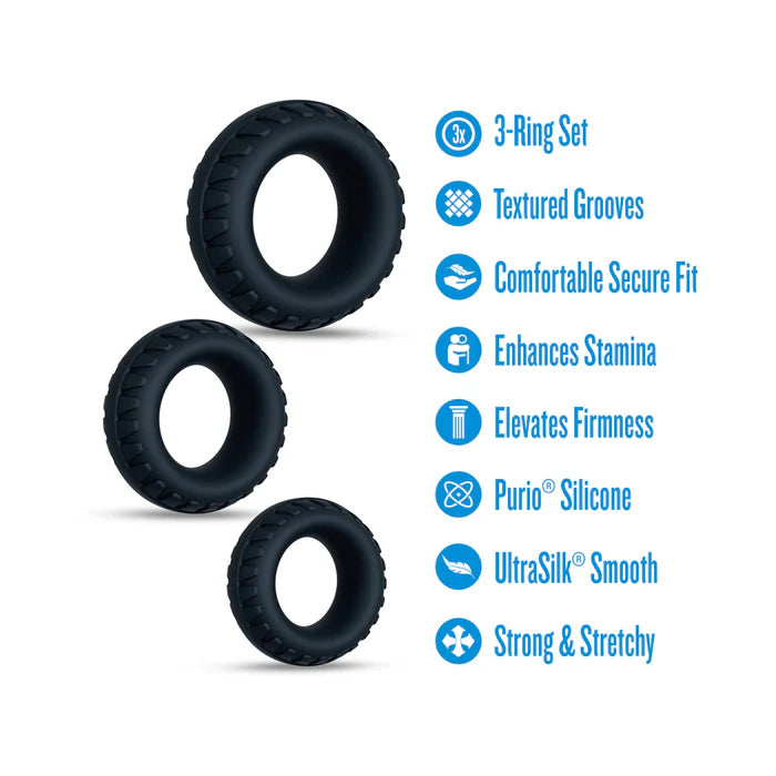 Performance Plus Drift Silicone Cock Rings (3 Piece Set)