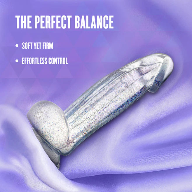 Naturally Yours Bling Glitter Silicone Dildo with Balls 7.5” – Suction Cup & Harness Compatible