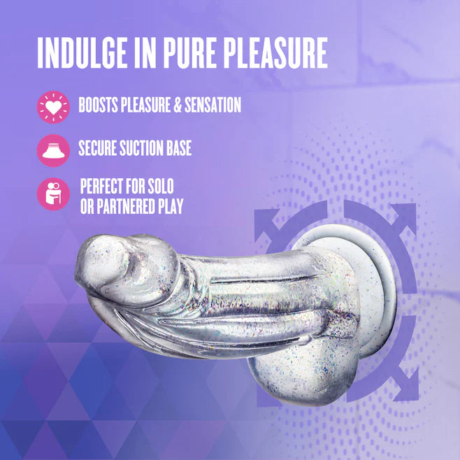Naturally Yours Bling Glitter Silicone Dildo with Balls 7.5” – Suction Cup & Harness Compatible