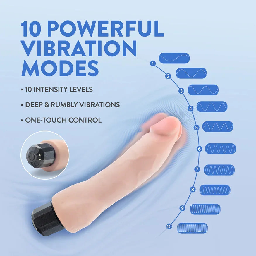 Au Naturel Vanilla Ice Vibrating Dildo 8.75in
