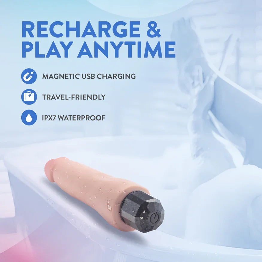 Au Naturel Vanilla Ice Vibrating Dildo 8.75in