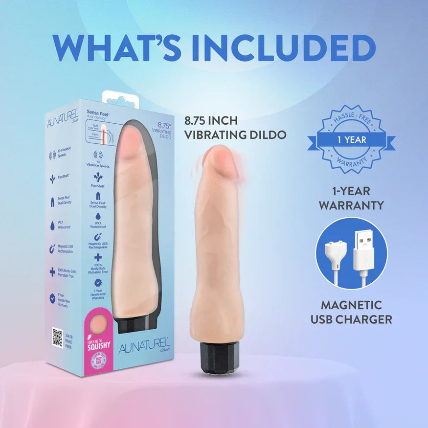 Au Naturel Vanilla Ice Vibrating Dildo 8.75in