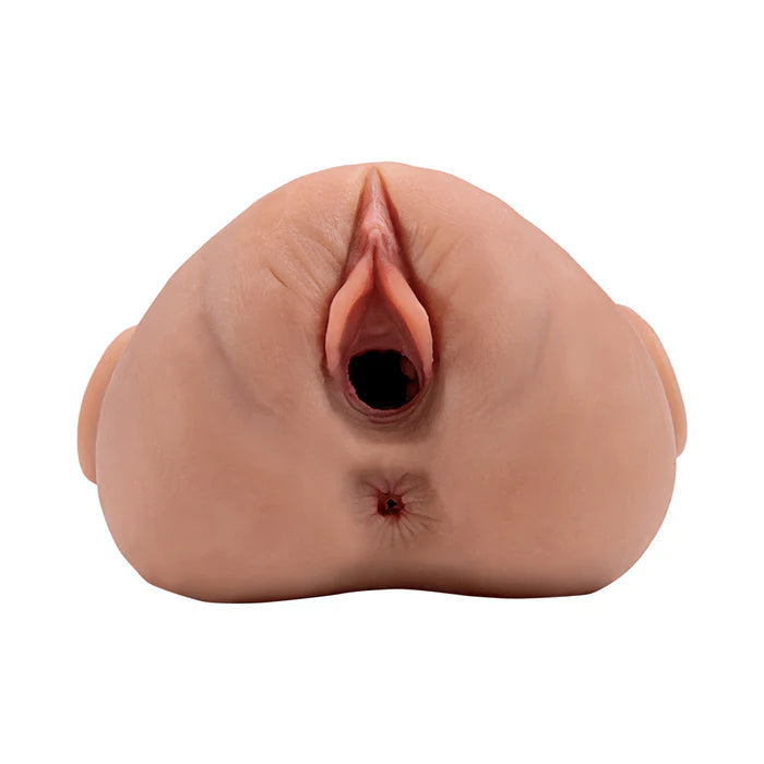 PDX Plus Double Pounder Vibrating Squeeze Stroker - Pussy & Ass