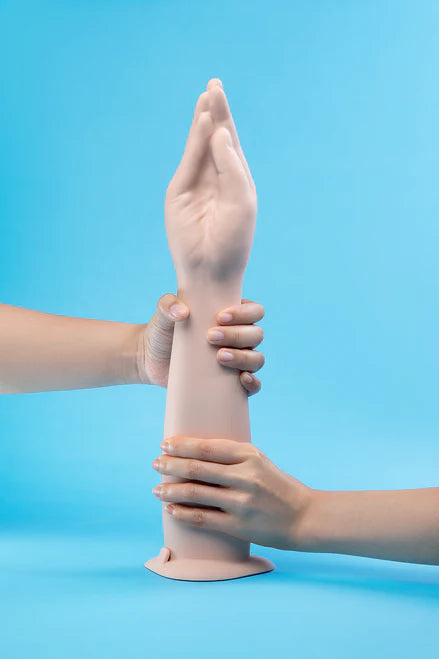 B-Vibe 16.5" Silicone Hand Fisting Dildo – Extra-Deep Realistic Arm with Suction Base