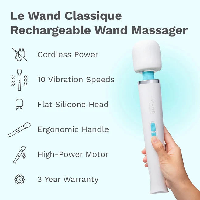 Le Wand Classique Rechargeable Wand Massager – Cordless Original Vibrating Massager