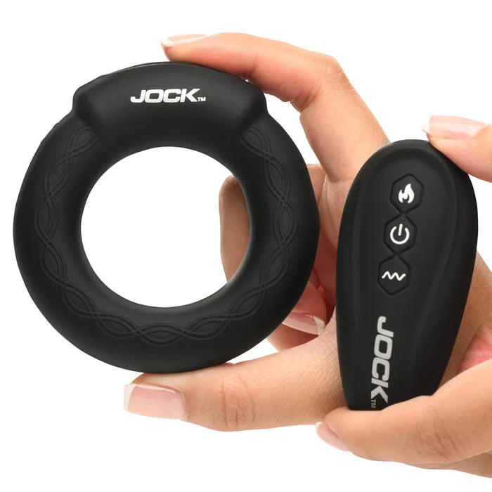 Jock Rumbler Vibrating & Warming Rechargeable Silicone C-Ring 1.8in with Remote