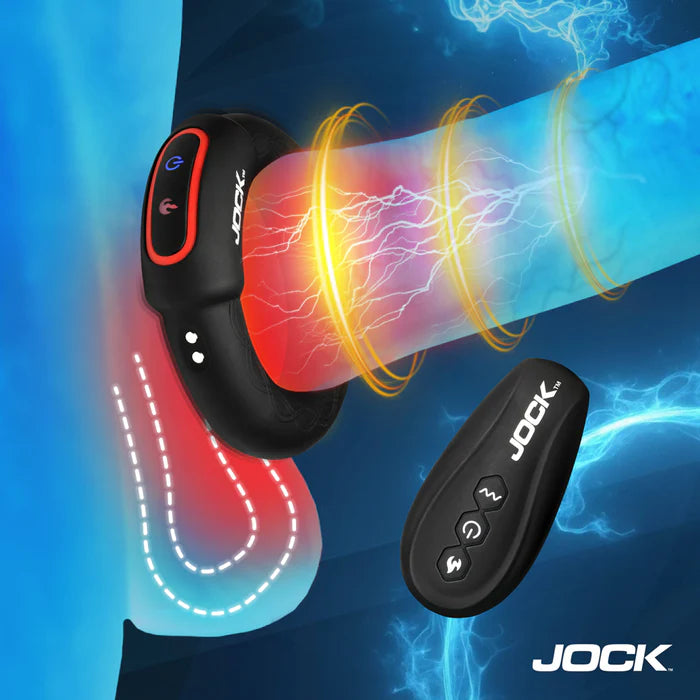 Jock Rumbler Vibrating & Warming Rechargeable Silicone C-Ring 1.8in with Remote