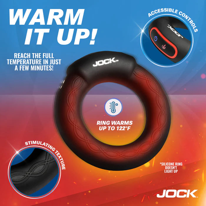 Jock Rumbler Vibrating & Warming Rechargeable Silicone C-Ring 1.8in with Remote