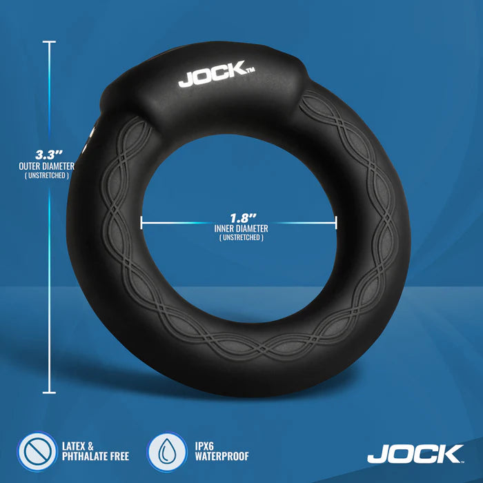 Jock Rumbler Vibrating & Warming Rechargeable Silicone C-Ring 1.8in with Remote