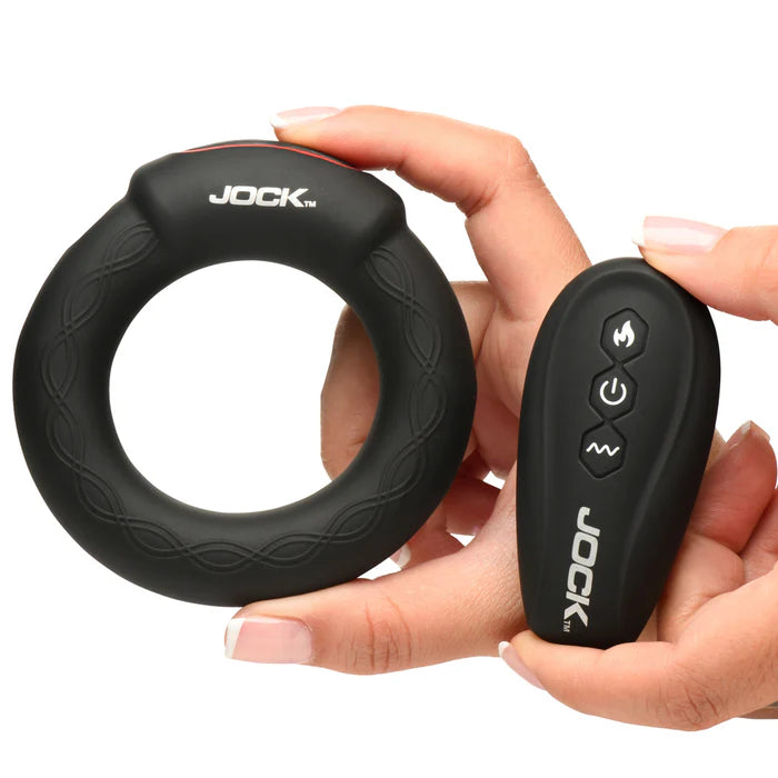 Jock Rumbler Vibrating & Warming Rechargeable Silicone C-Ring 2in with Remote