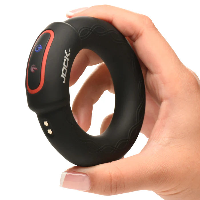Jock Rumbler Vibrating & Warming Rechargeable Silicone C-Ring 2in with Remote