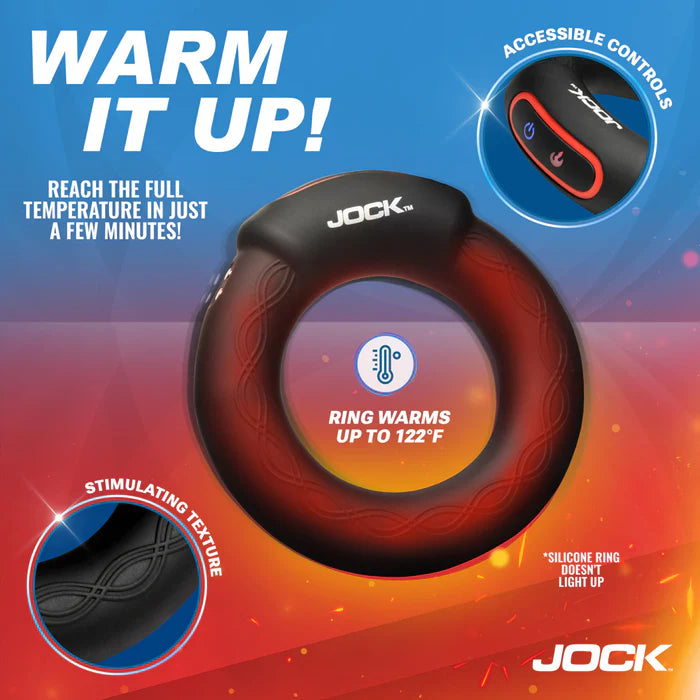 Jock Rumbler Vibrating & Warming Rechargeable Silicone C-Ring 2in with Remote